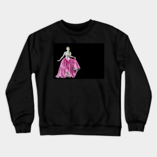 Bone China Figurine Wearing a Pink Dress Crewneck Sweatshirt